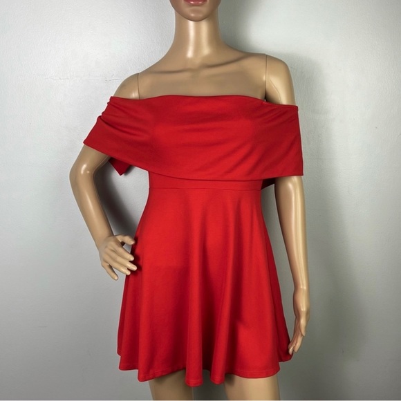 NEW LPA REVOLVE RED OFF-THE-SHOULDER MINI DRESS - Picture 2 of 9